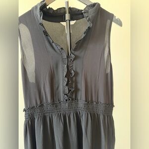 London Times Black Ruffled Maxi Dress